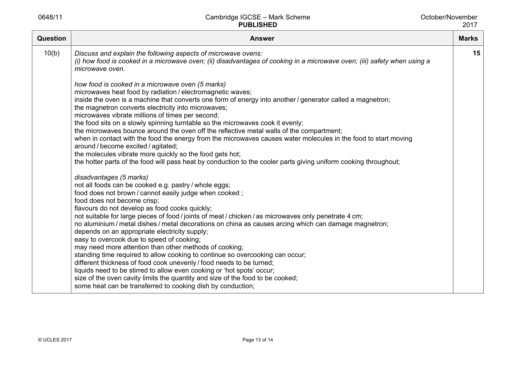 Mark scheme, page 13 of 14