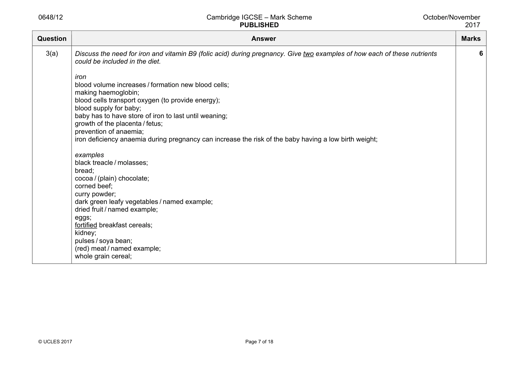 Mark scheme, page 7 of 18