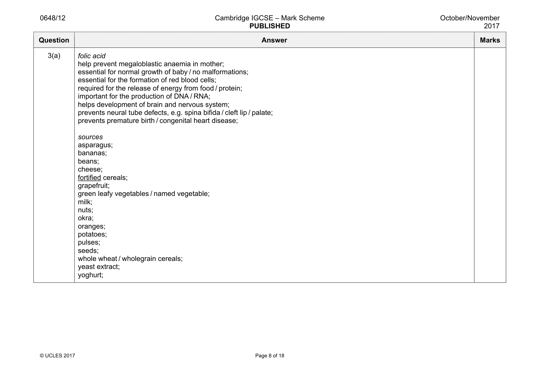 Mark scheme, page 8 of 18