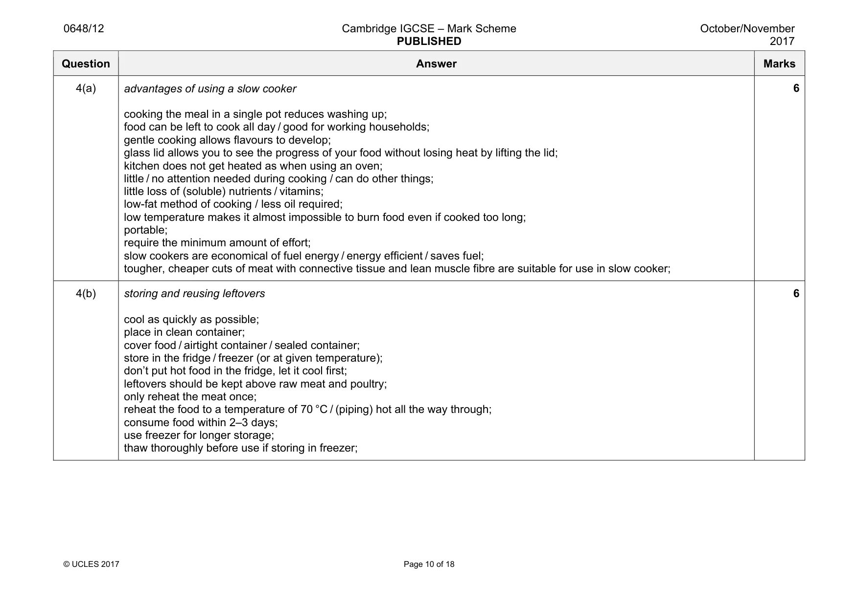 Mark scheme, page 10 of 18