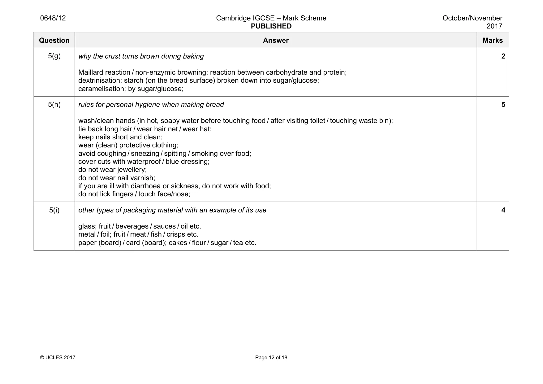 Mark scheme, page 12 of 18