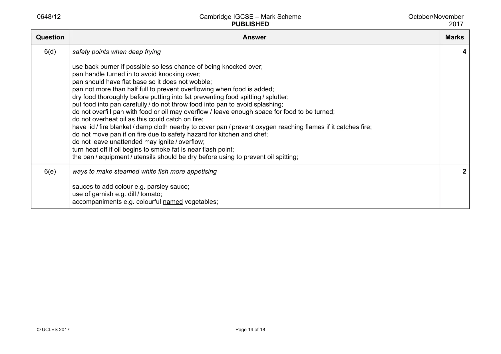 Mark scheme, page 14 of 18