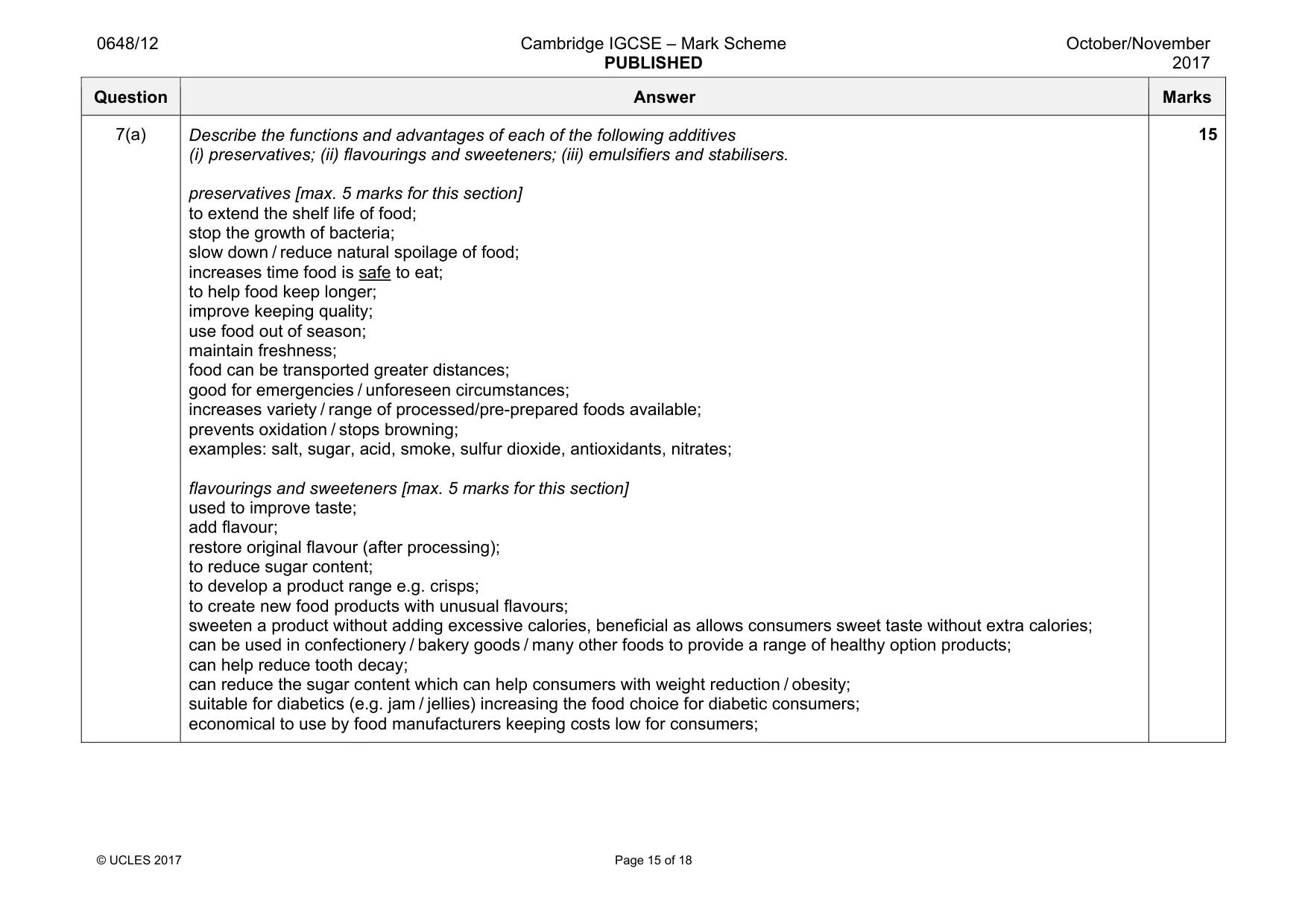 Mark scheme, page 15 of 18