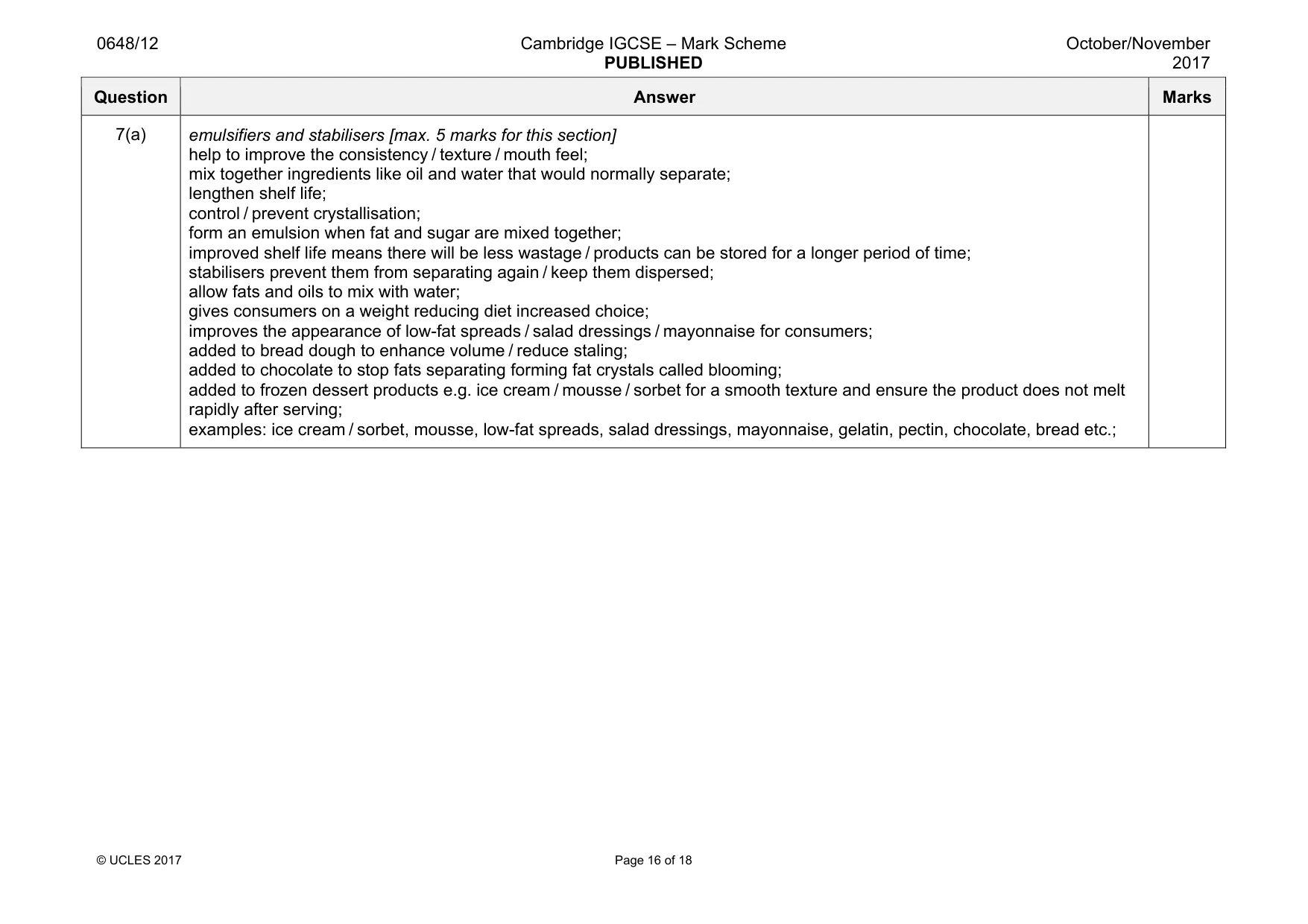 Mark scheme, page 16 of 18