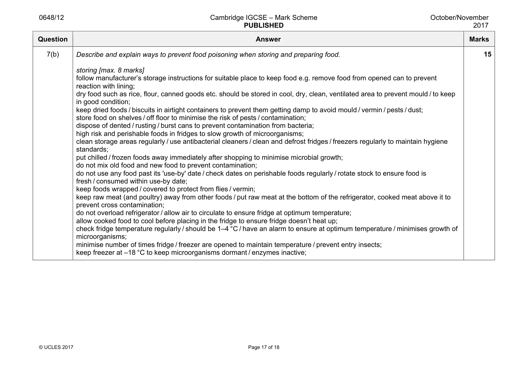 Mark scheme, page 17 of 18