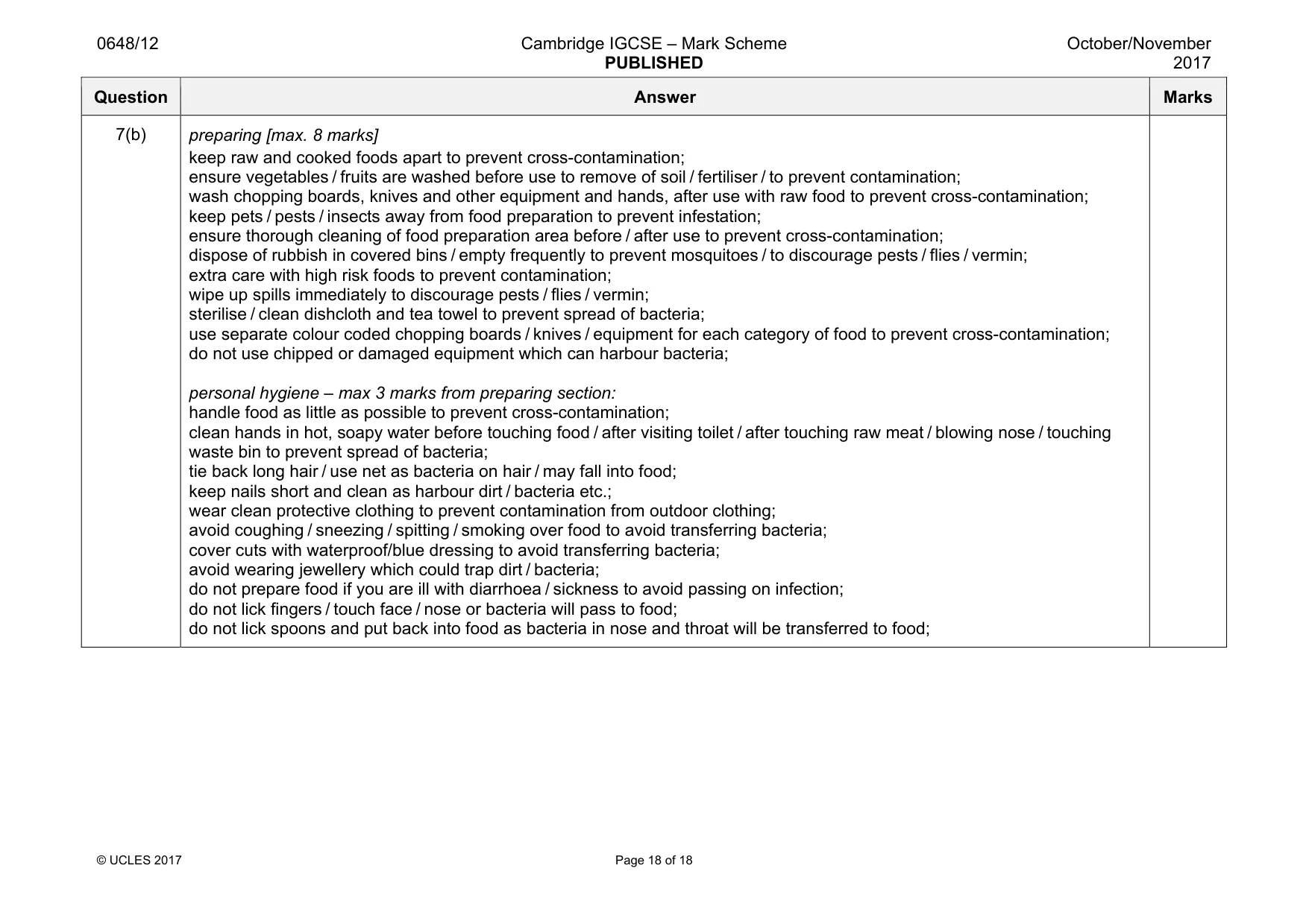 Mark scheme, page 18 of 18