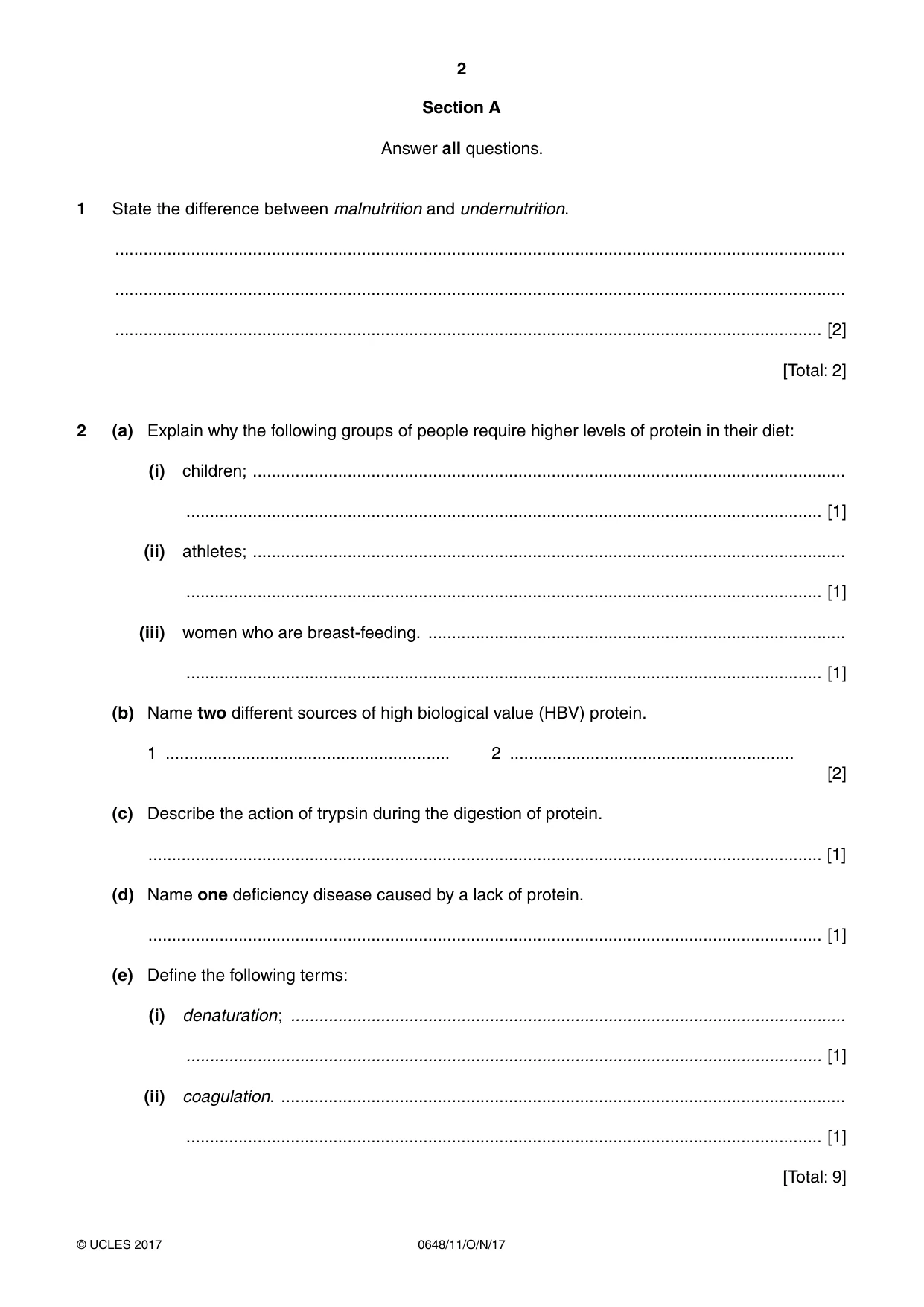 Cambridge IGCSE Food and Nutrition 0648 2017 Oct/Nov Paper 1 · Variant 1 question paper, page 2 of 12