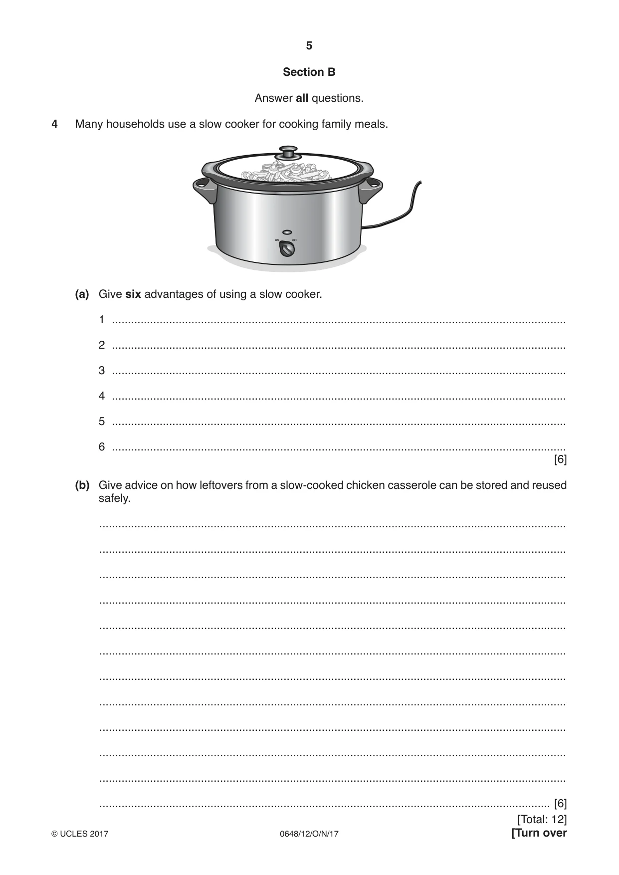 Cambridge IGCSE Food and Nutrition 0648 2017 Oct/Nov Paper 1 · Variant 2 question paper, page 5 of 12