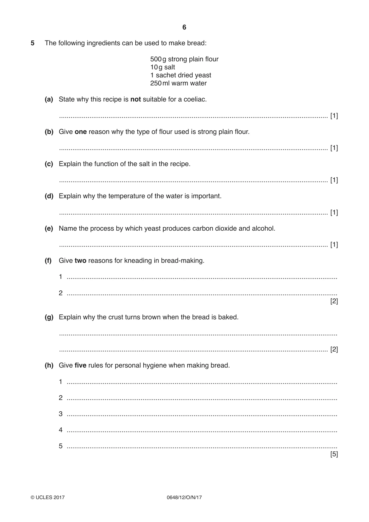 Cambridge IGCSE Food and Nutrition 0648 2017 Oct/Nov Paper 1 · Variant 2 question paper, page 6 of 12