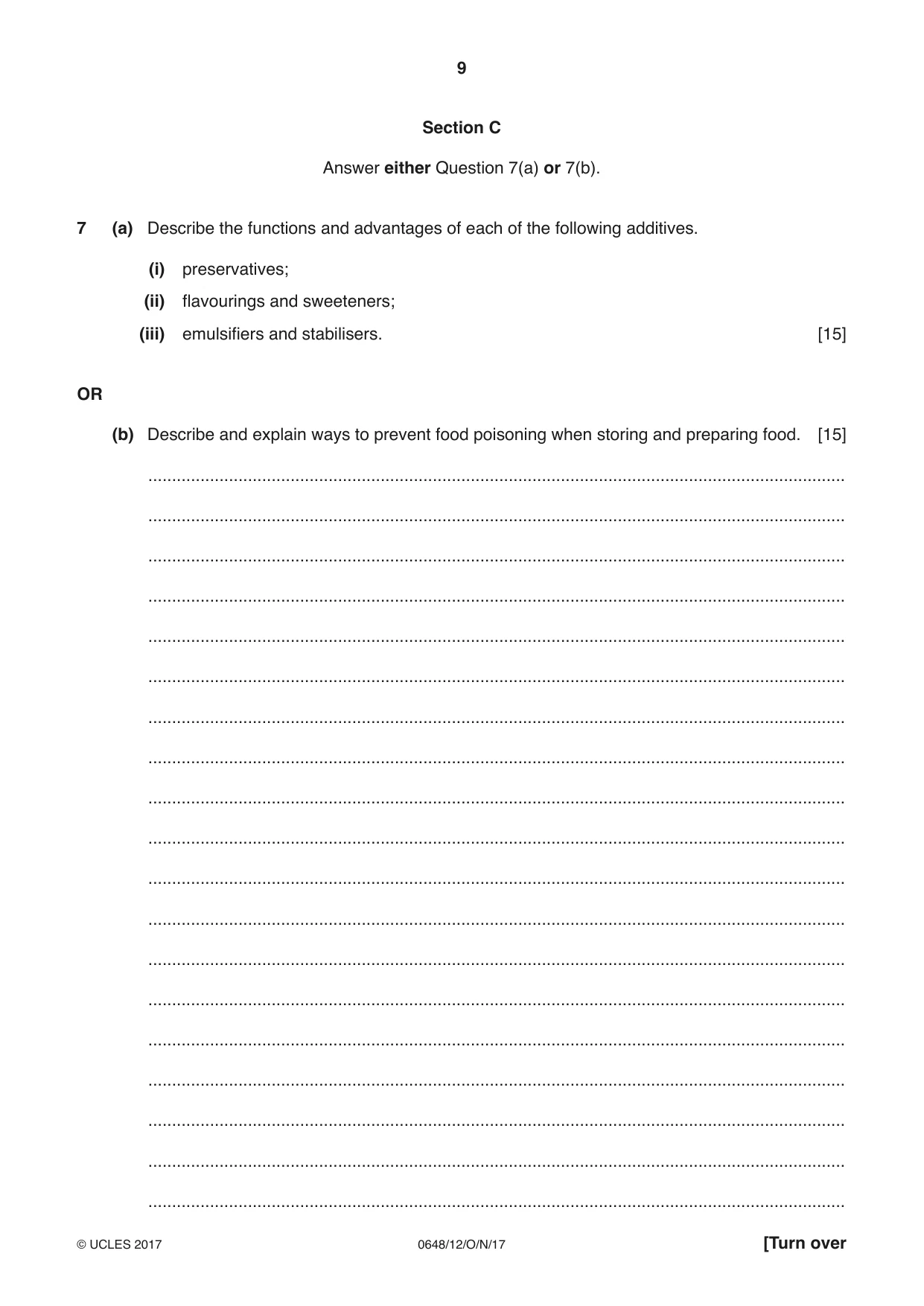 Cambridge IGCSE Food and Nutrition 0648 2017 Oct/Nov Paper 1 · Variant 2 question paper, page 9 of 12