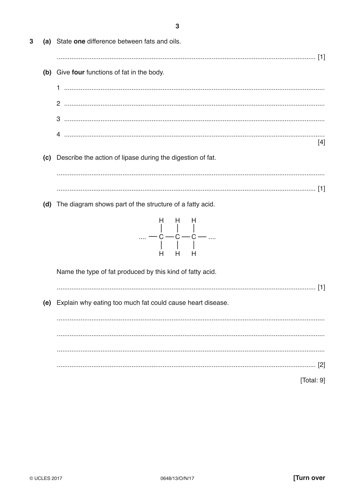Cambridge IGCSE Food and Nutrition 0648 2017 Oct/Nov Paper 1 · Variant 3 question paper, page 3 of 12
