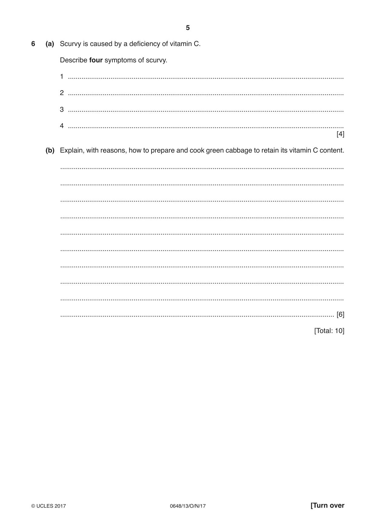 Cambridge IGCSE Food and Nutrition 0648 2017 Oct/Nov Paper 1 · Variant 3 question paper, page 5 of 12