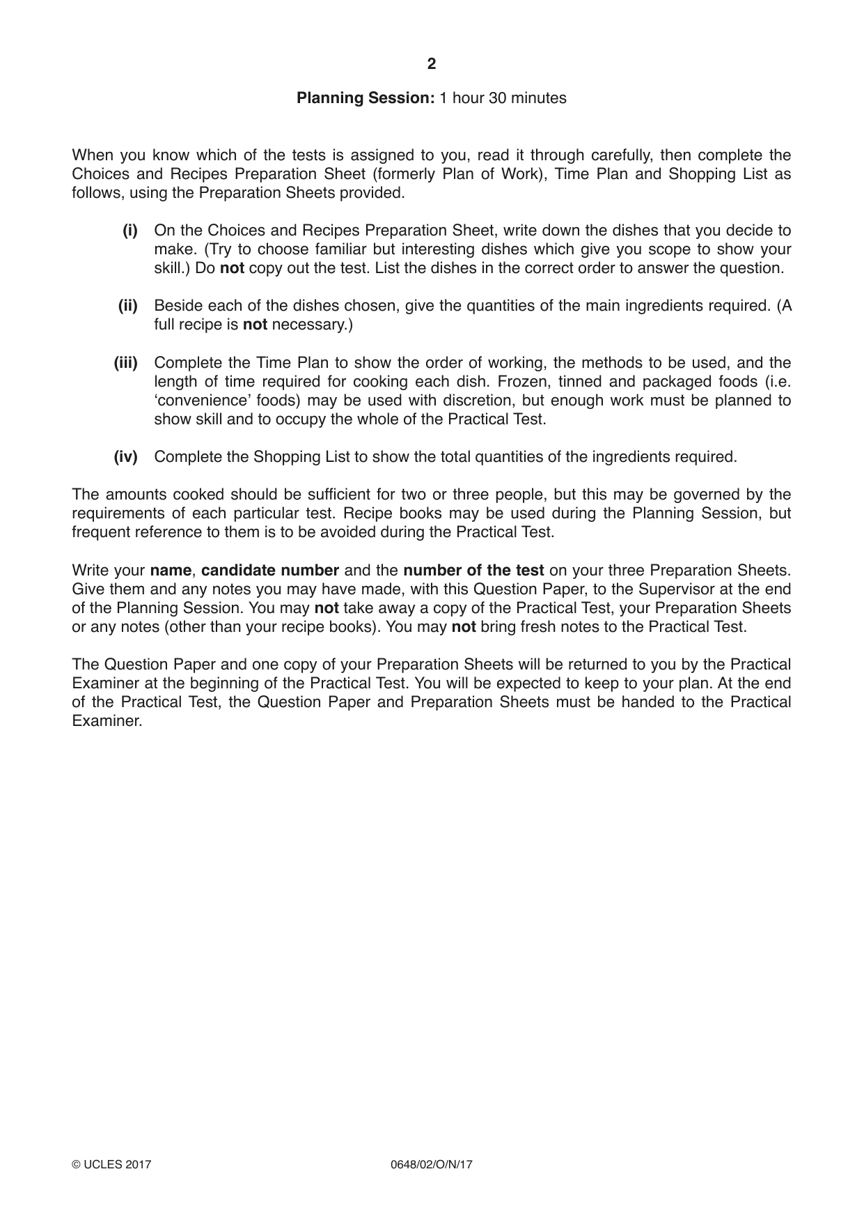 Cambridge IGCSE Food and Nutrition 0648 2017 Oct/Nov Paper 2 · Variant 1 question paper, page 2 of 4