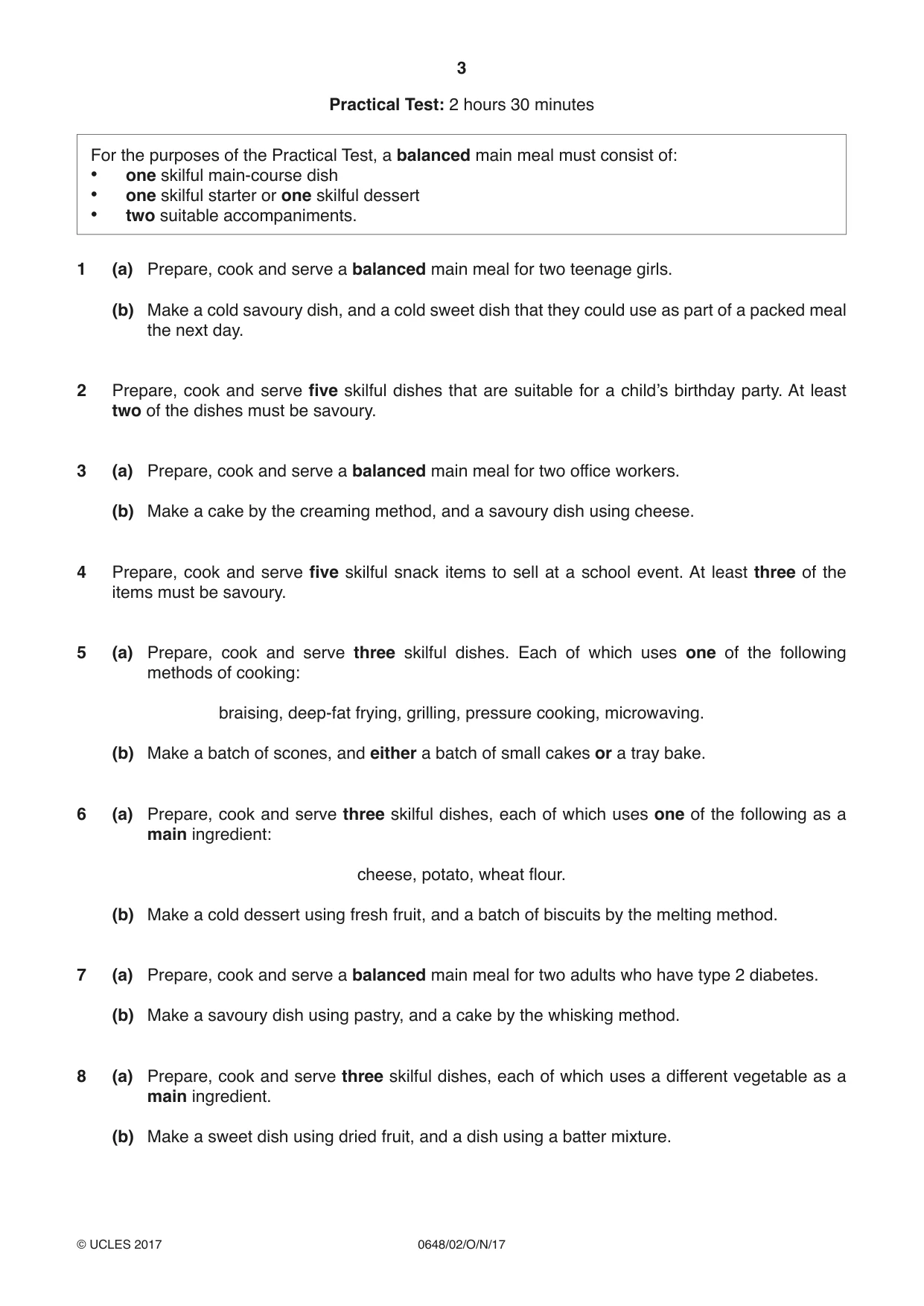 Cambridge IGCSE Food and Nutrition 0648 2017 Oct/Nov Paper 2 · Variant 1 question paper, page 3 of 4