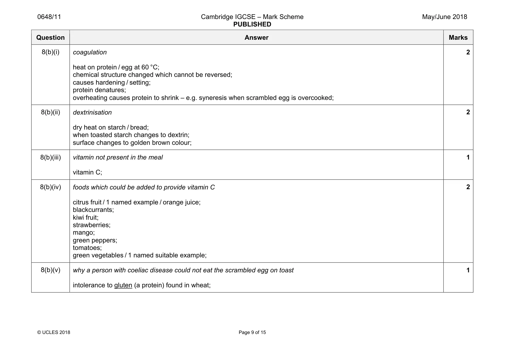 Mark scheme, page 9 of 15