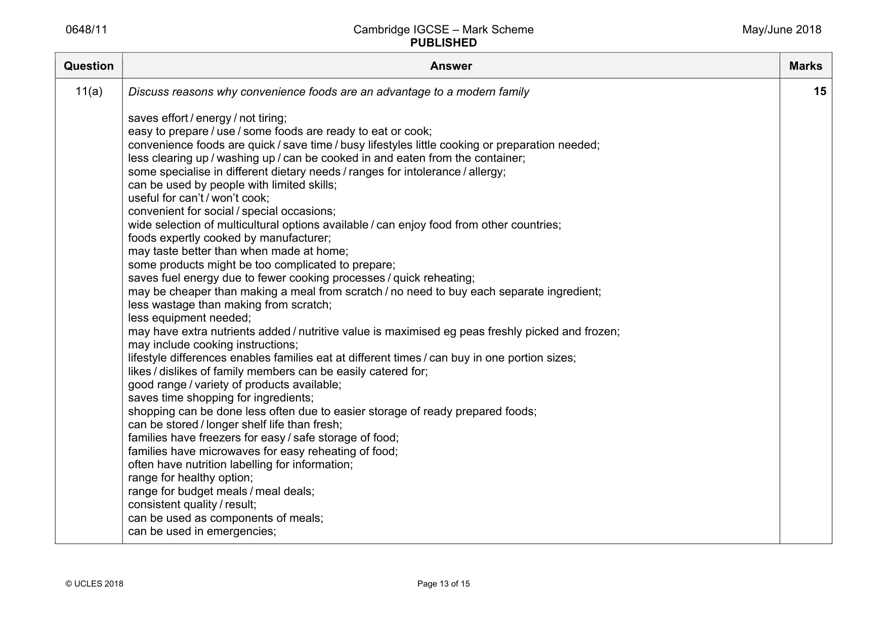 Mark scheme, page 13 of 15