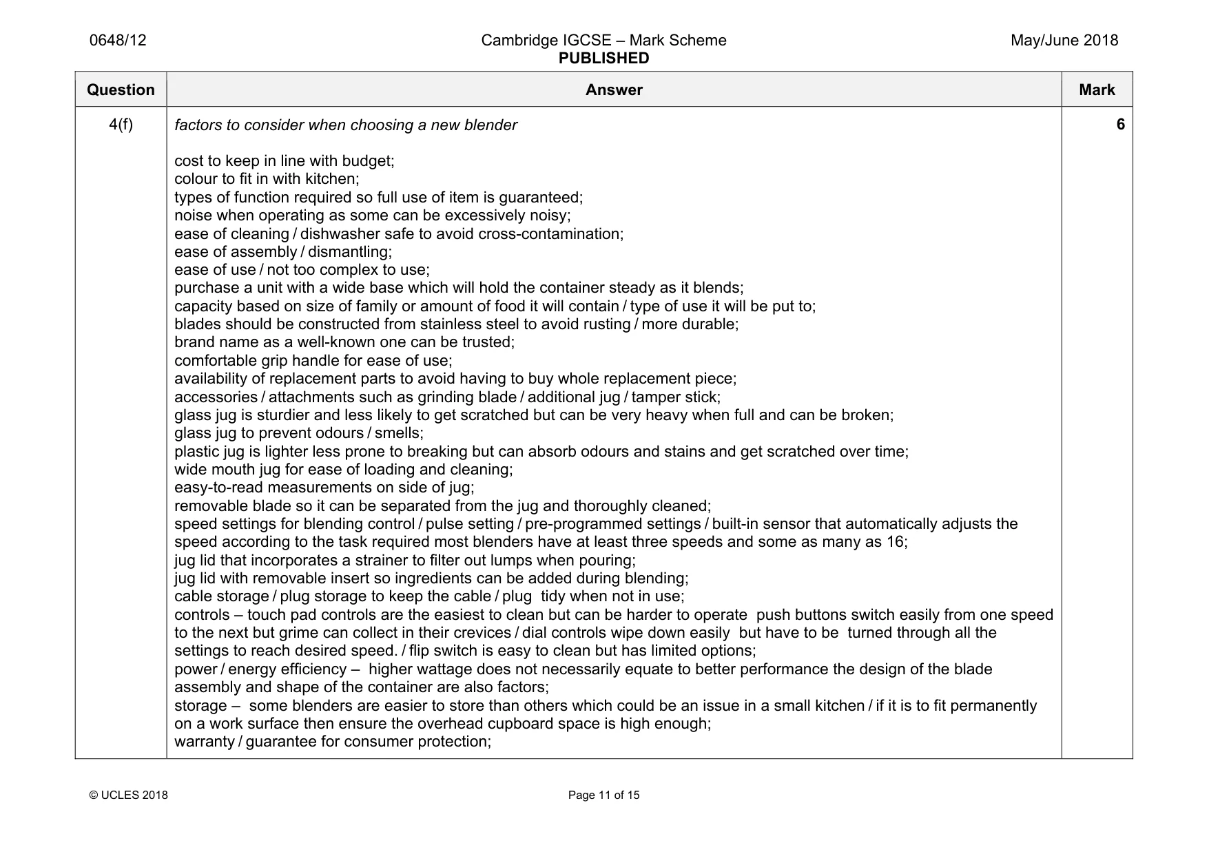 Mark scheme, page 11 of 15