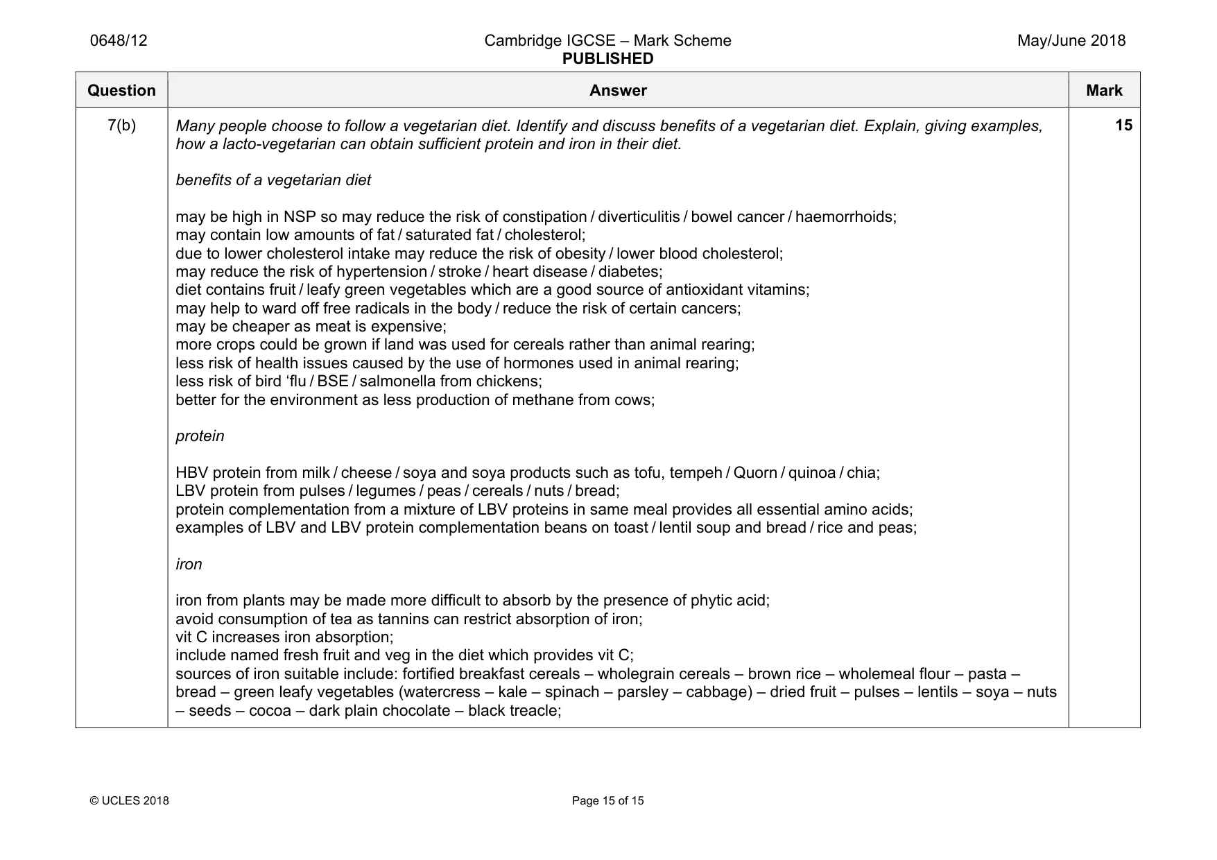 Mark scheme, page 15 of 15