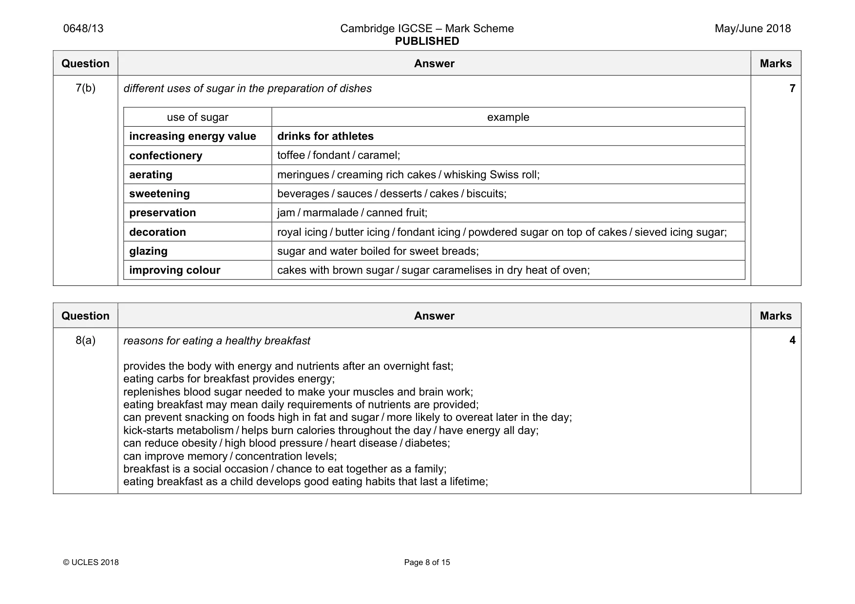 Mark scheme, page 8 of 15