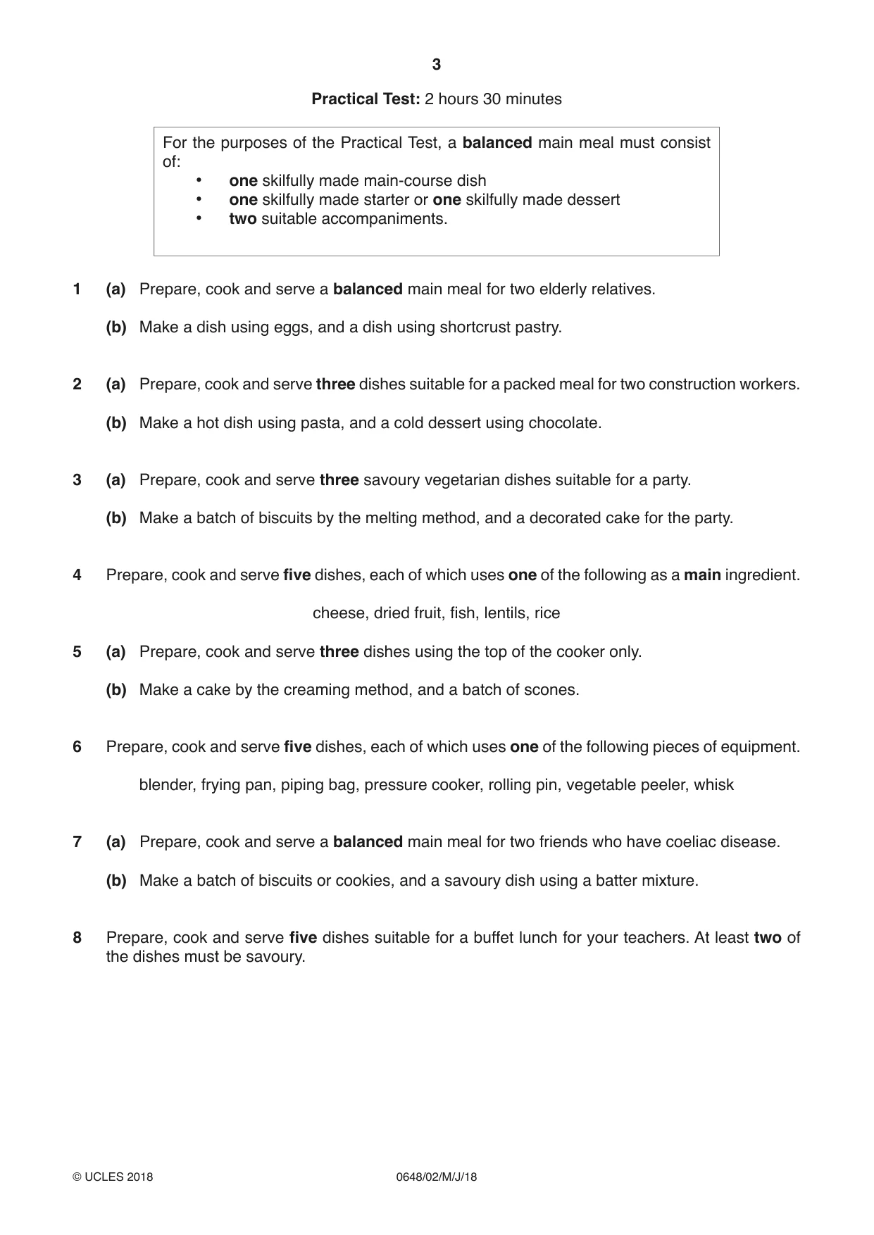 Cambridge IGCSE Food and Nutrition 0648 2018 May/June Paper 2 · Variant 0 question paper, page 3 of 4