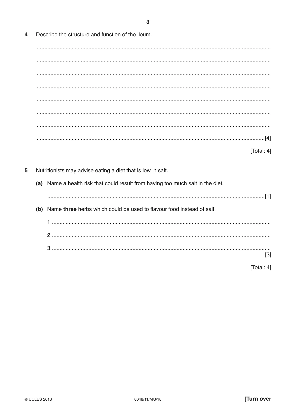 Cambridge IGCSE Food and Nutrition 0648 2018 May/June Paper 1 · Variant 1 question paper, page 3 of 12