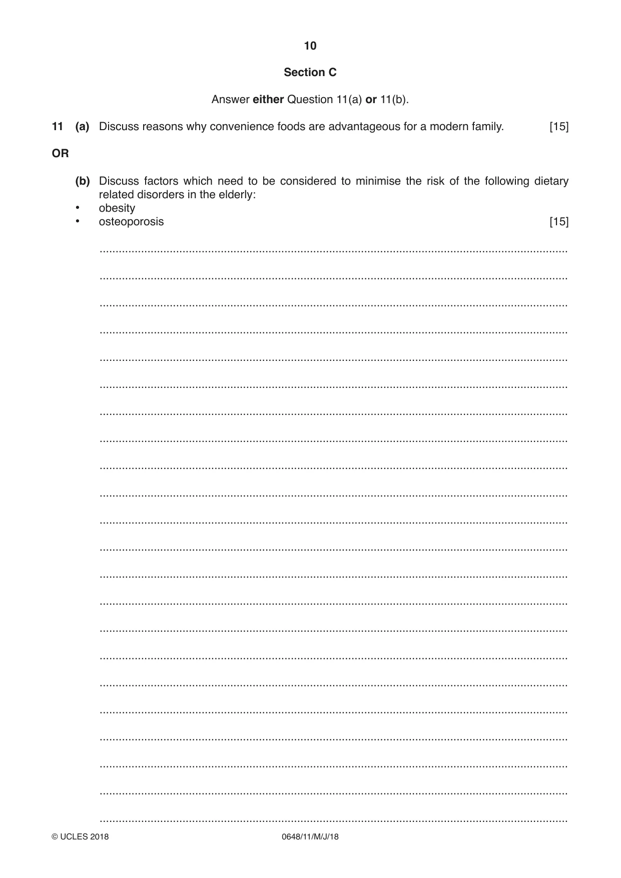 Cambridge IGCSE Food and Nutrition 0648 2018 May/June Paper 1 · Variant 1 question paper, page 10 of 12