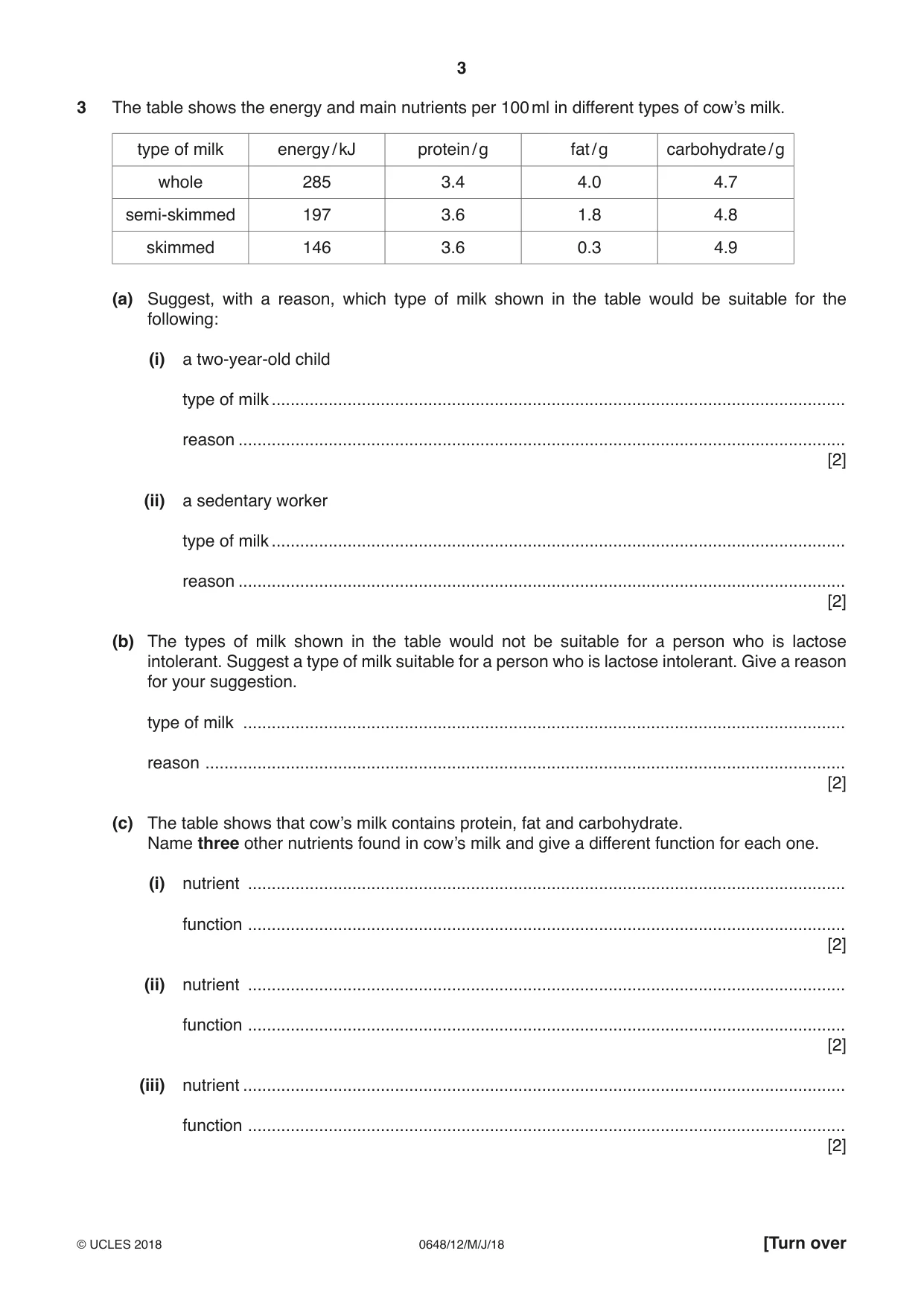 Cambridge IGCSE Food and Nutrition 0648 2018 May/June Paper 1 · Variant 2 question paper, page 3 of 16