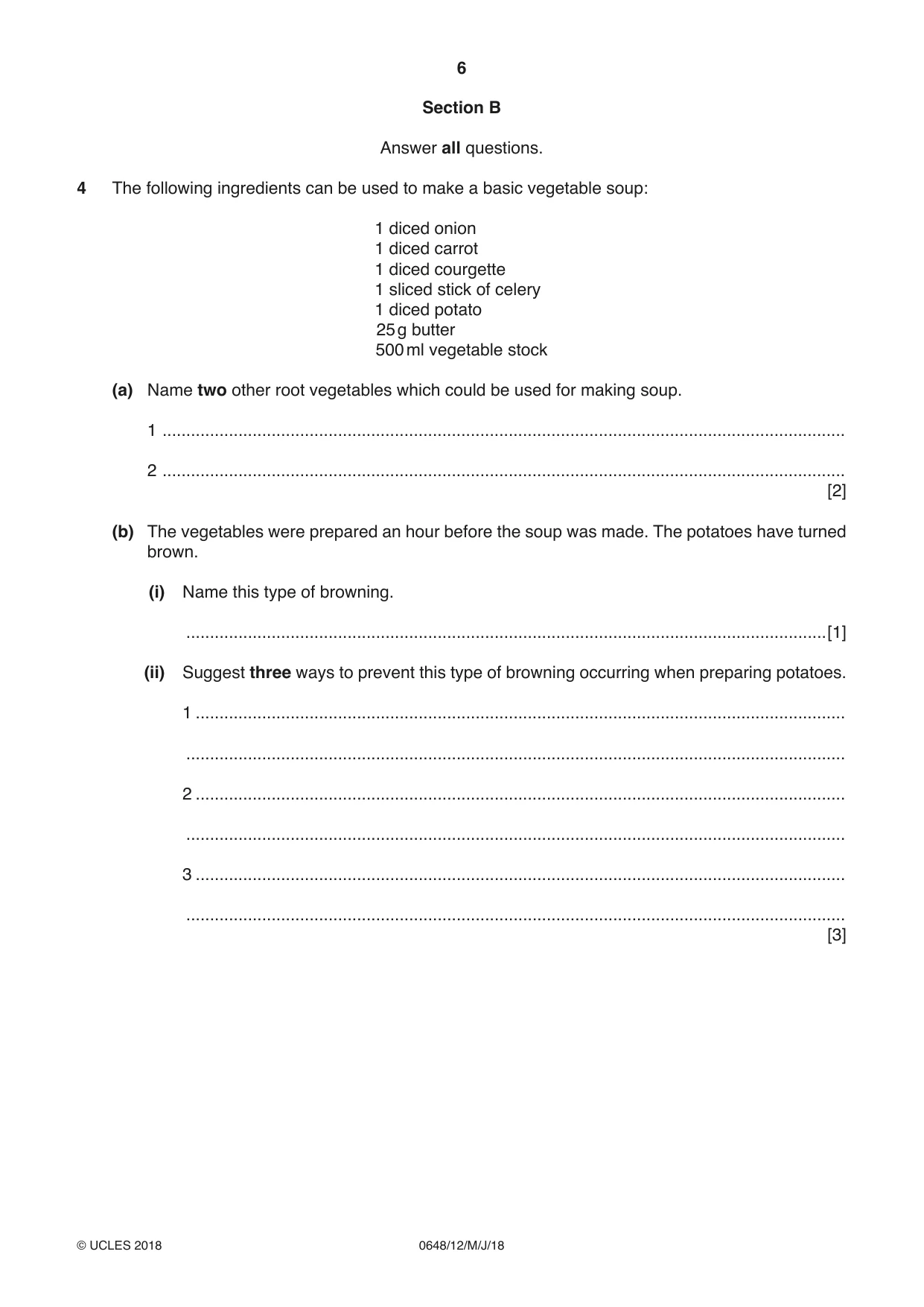 Cambridge IGCSE Food and Nutrition 0648 2018 May/June Paper 1 · Variant 2 question paper, page 6 of 16