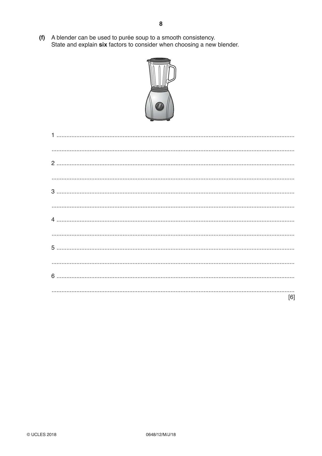 Cambridge IGCSE Food and Nutrition 0648 2018 May/June Paper 1 · Variant 2 question paper, page 8 of 16
