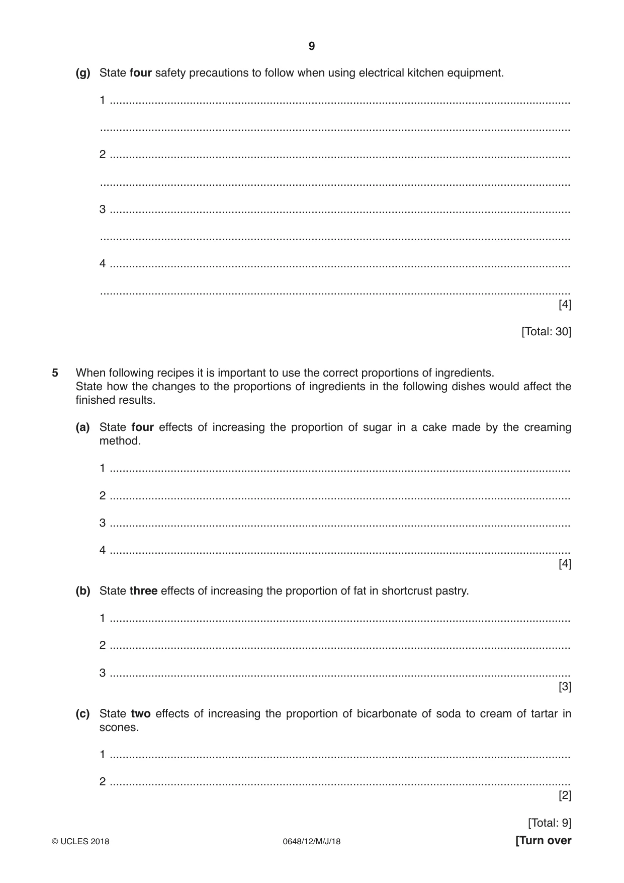 Cambridge IGCSE Food and Nutrition 0648 2018 May/June Paper 1 · Variant 2 question paper, page 9 of 16