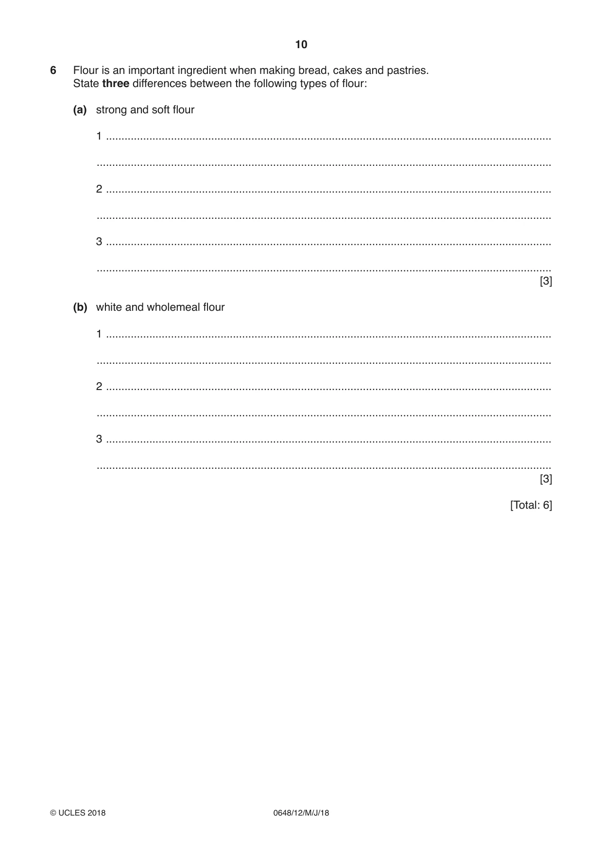 Cambridge IGCSE Food and Nutrition 0648 2018 May/June Paper 1 · Variant 2 question paper, page 10 of 16