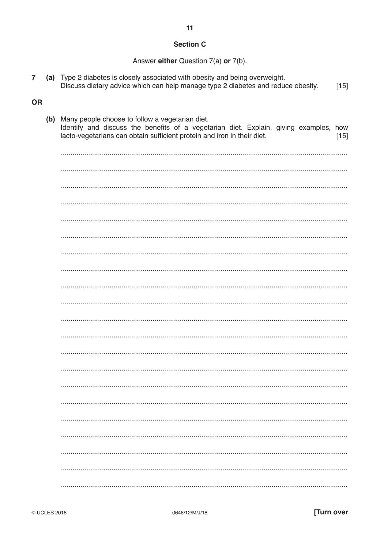 Cambridge IGCSE Food and Nutrition 0648 2018 May/June Paper 1 · Variant 2 question paper, page 11 of 16