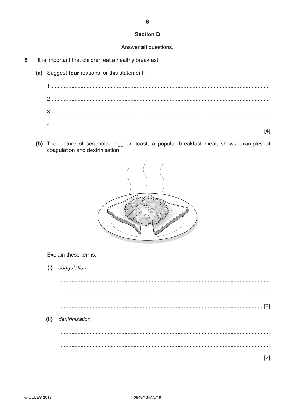 Cambridge IGCSE Food and Nutrition 0648 2018 May/June Paper 1 · Variant 3 question paper, page 6 of 12