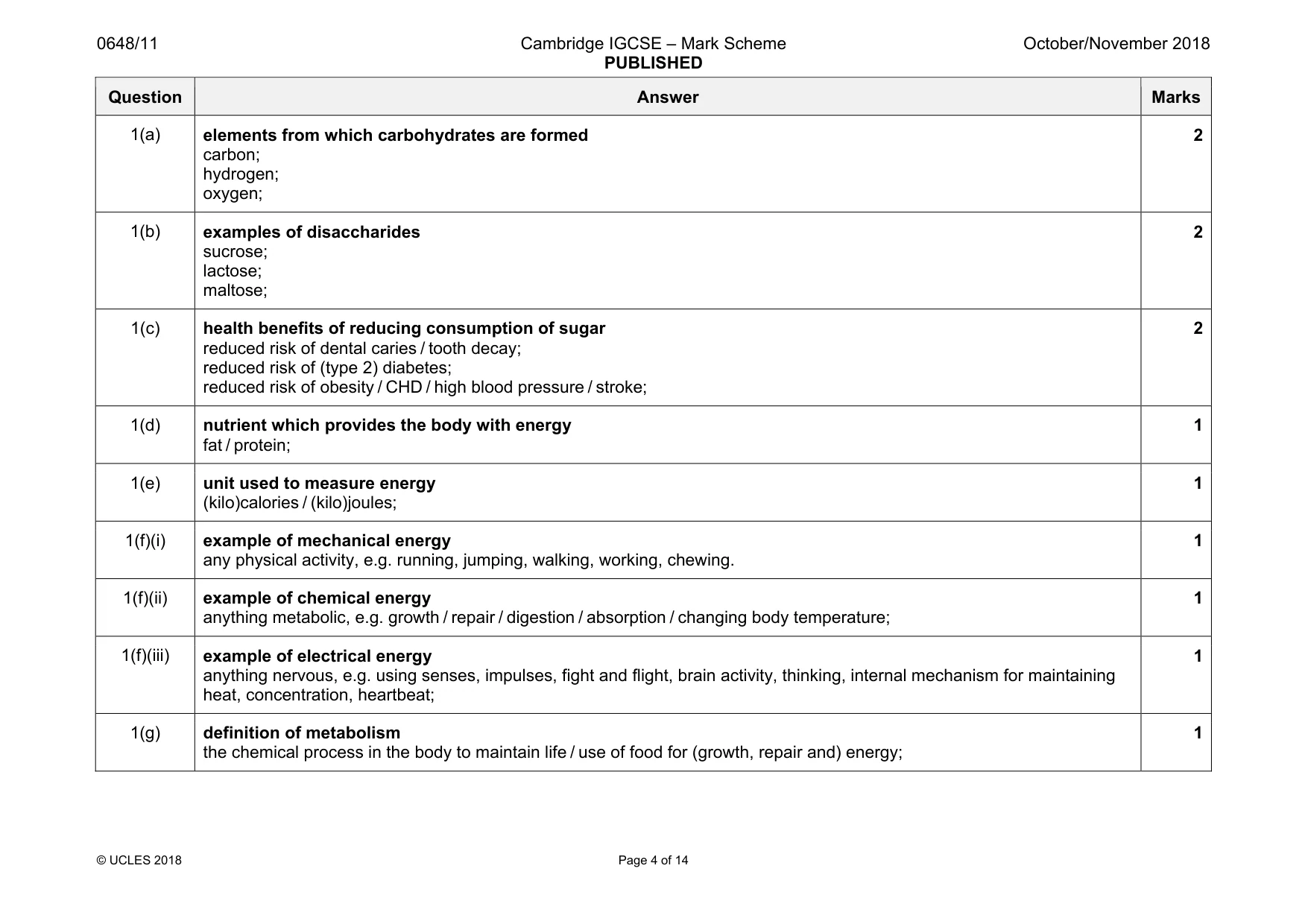 Mark scheme, page 4 of 14
