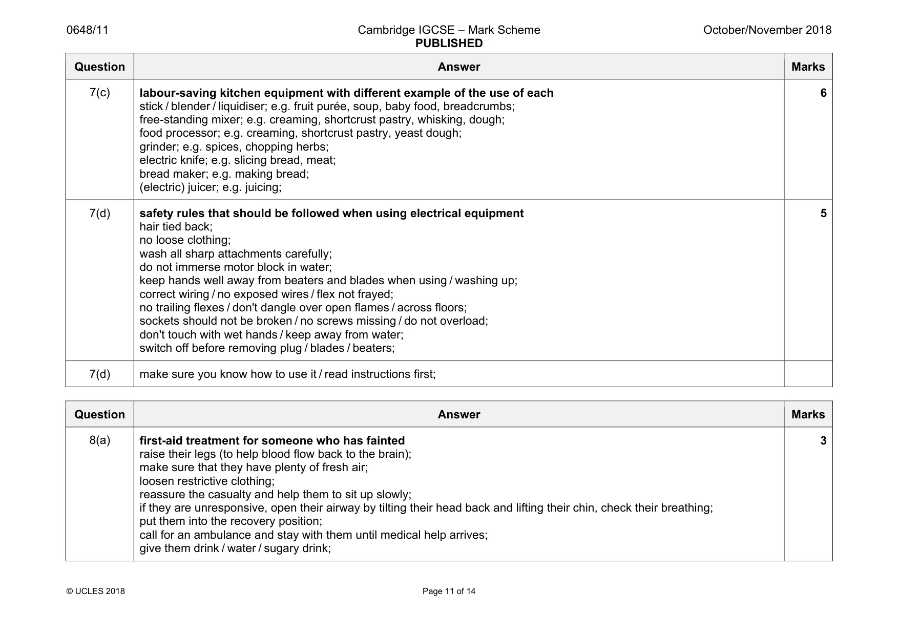 Mark scheme, page 11 of 14