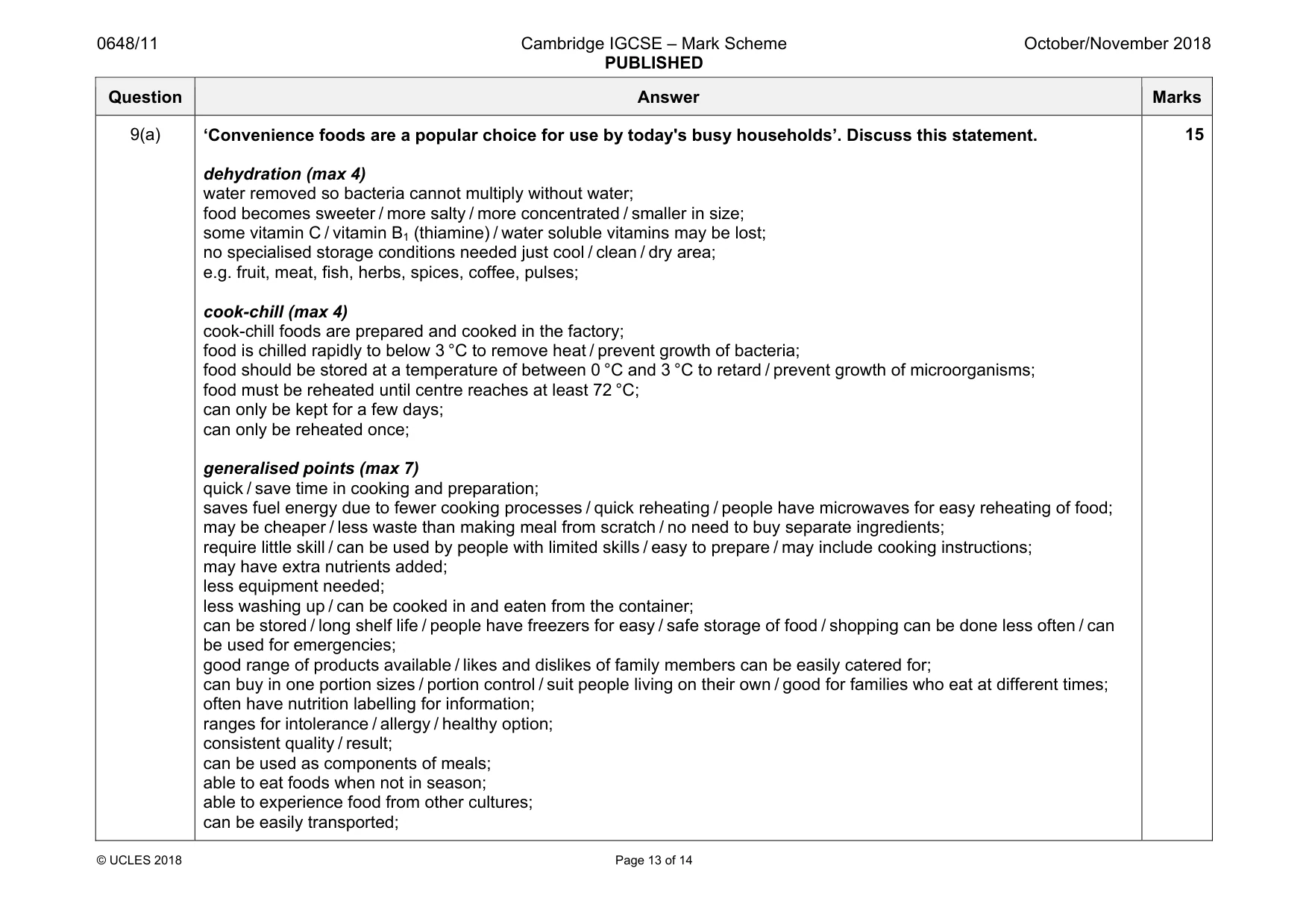 Mark scheme, page 13 of 14
