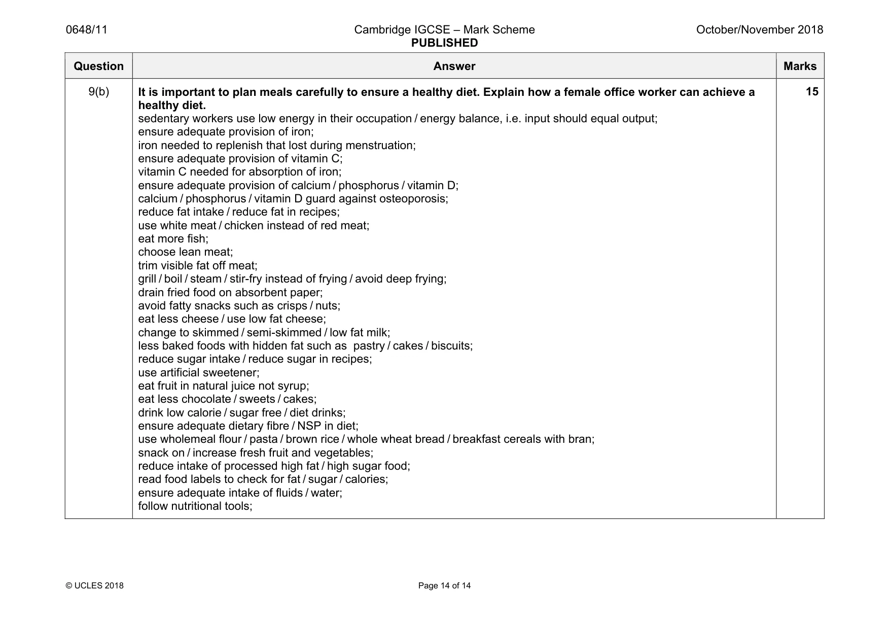 Mark scheme, page 14 of 14
