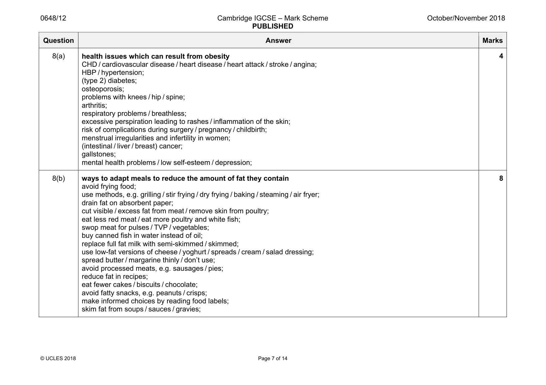 Mark scheme, page 7 of 14