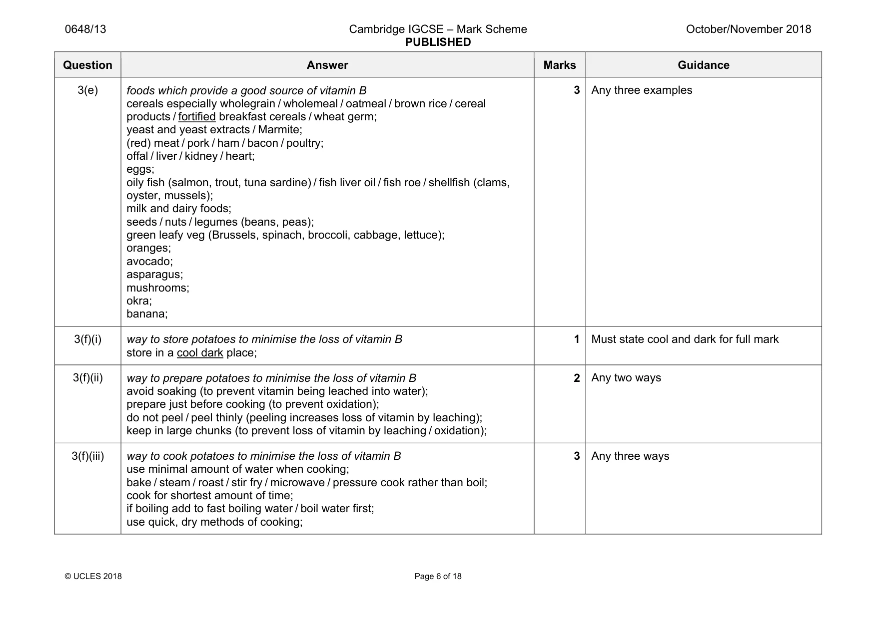 Mark scheme, page 6 of 18