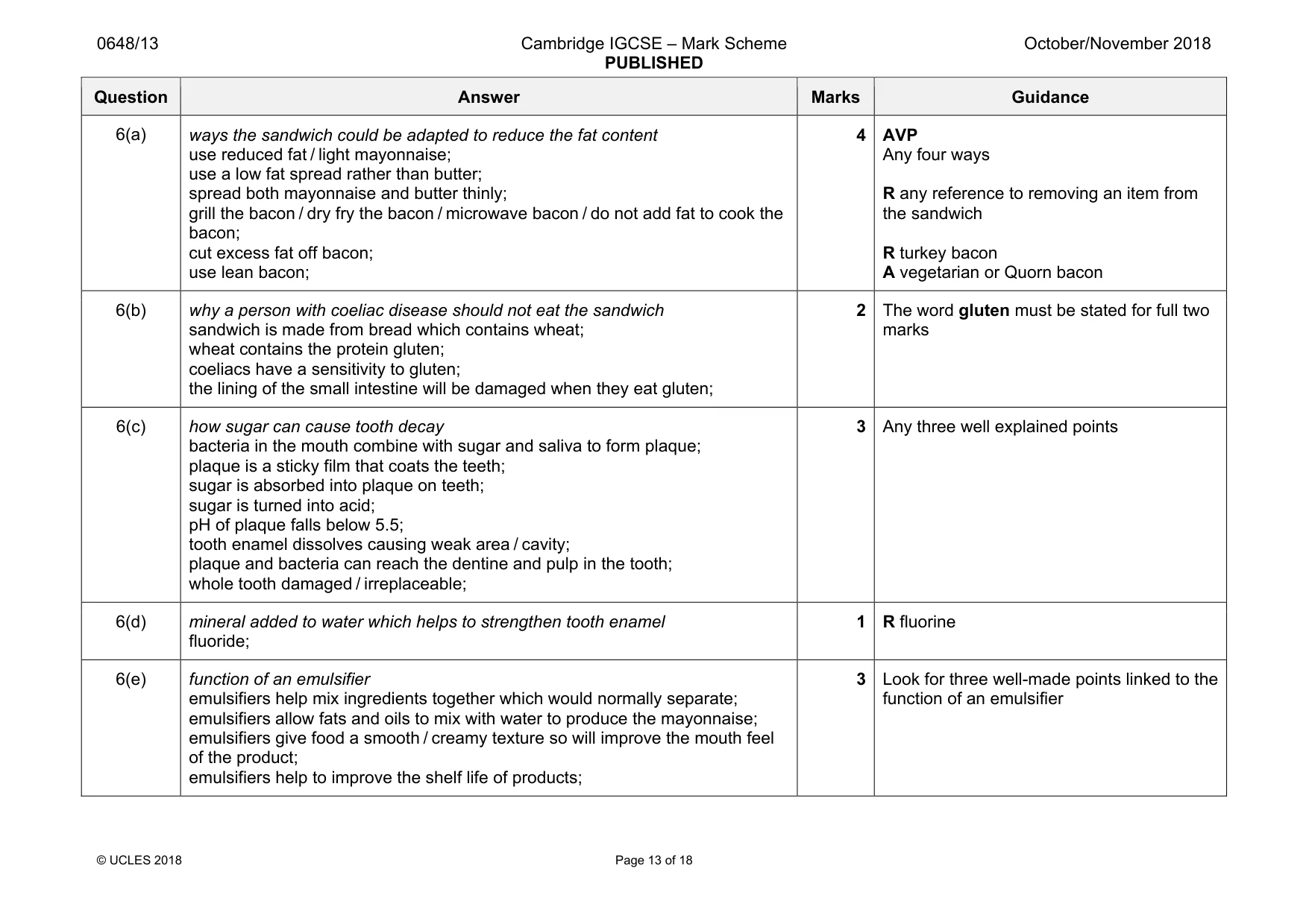Mark scheme, page 13 of 18