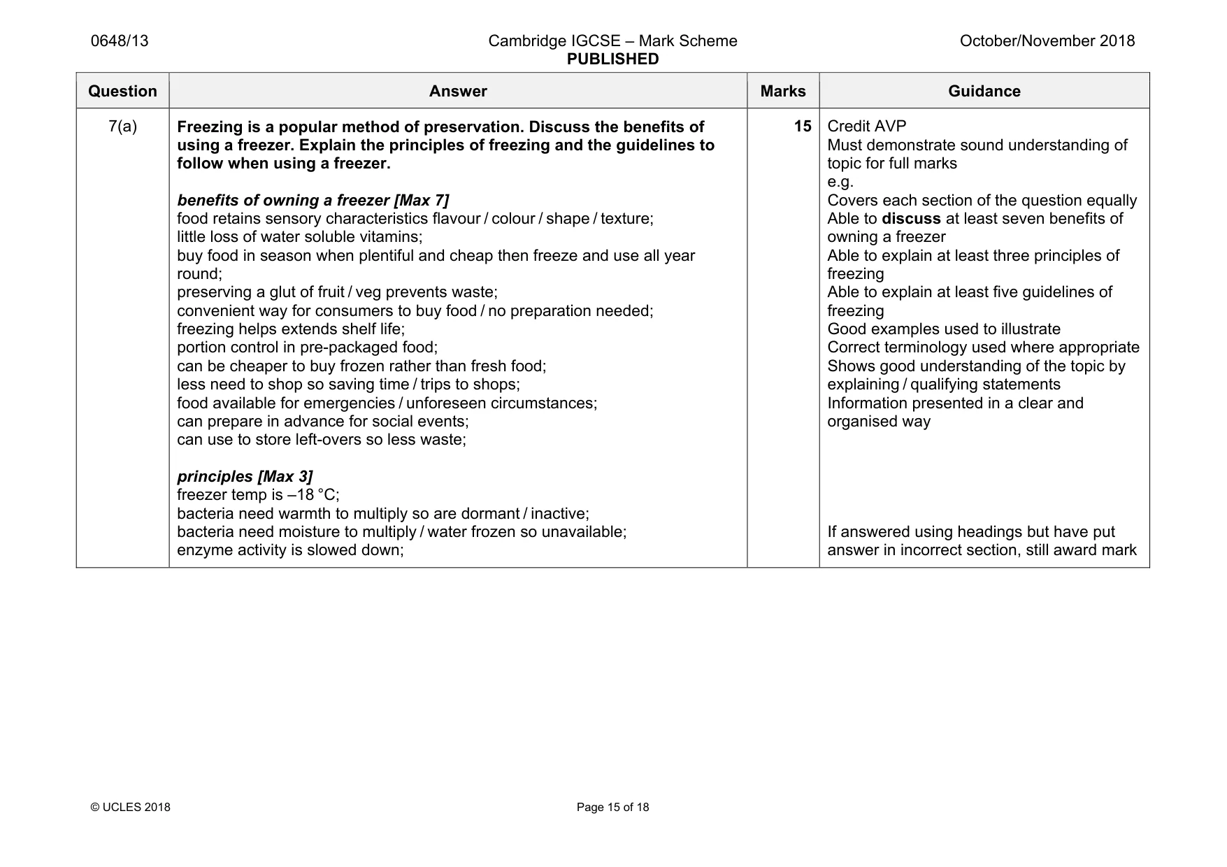 Mark scheme, page 15 of 18