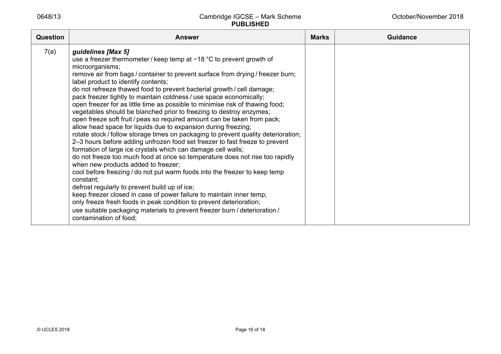 Mark scheme, page 16 of 18
