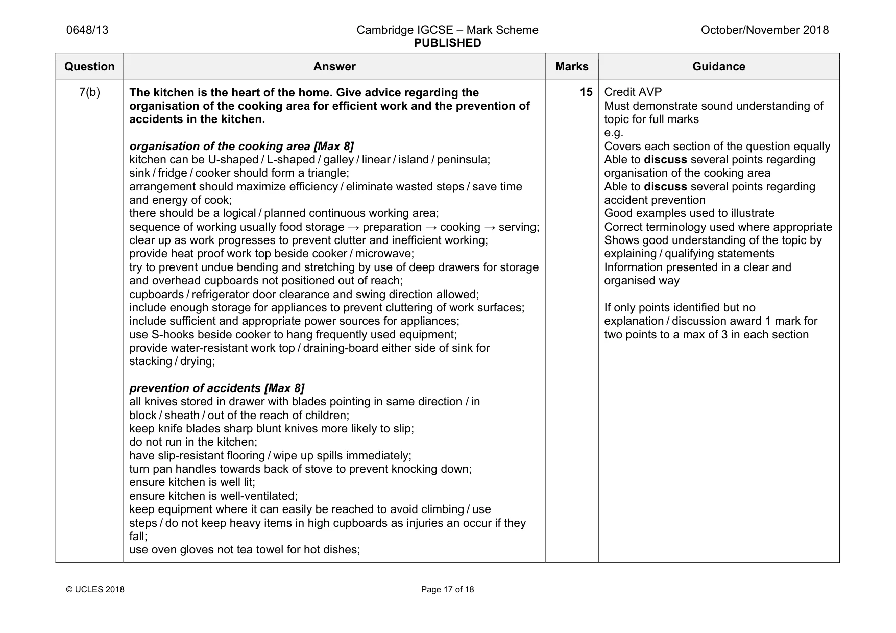 Mark scheme, page 17 of 18