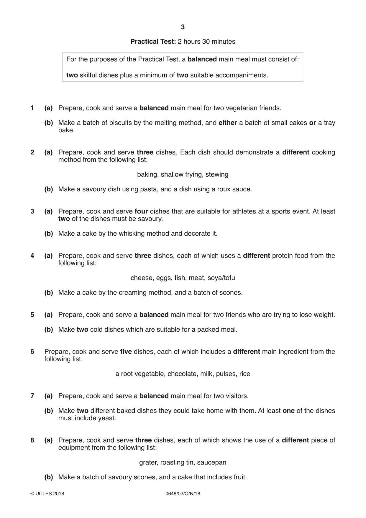Cambridge IGCSE Food and Nutrition 0648 2018 Oct/Nov Paper 2 · Variant 0 question paper, page 3 of 4