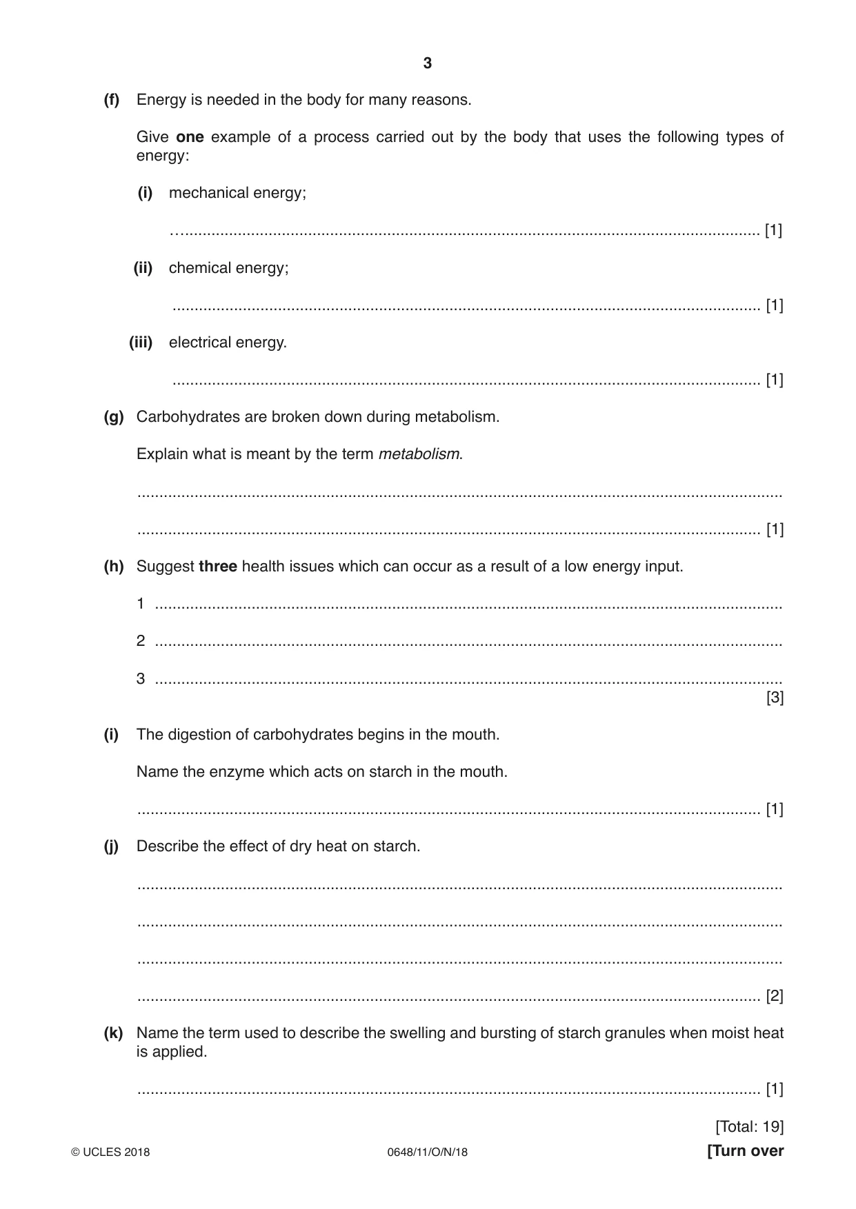Cambridge IGCSE Food and Nutrition 0648 2018 Oct/Nov Paper 1 · Variant 1 question paper, page 3 of 12