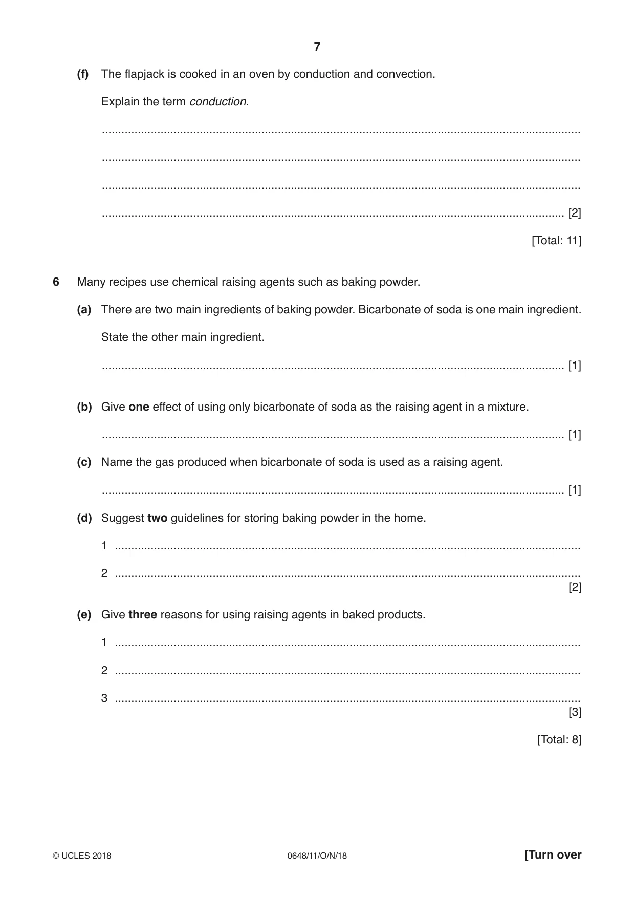 Cambridge IGCSE Food and Nutrition 0648 2018 Oct/Nov Paper 1 · Variant 1 question paper, page 7 of 12