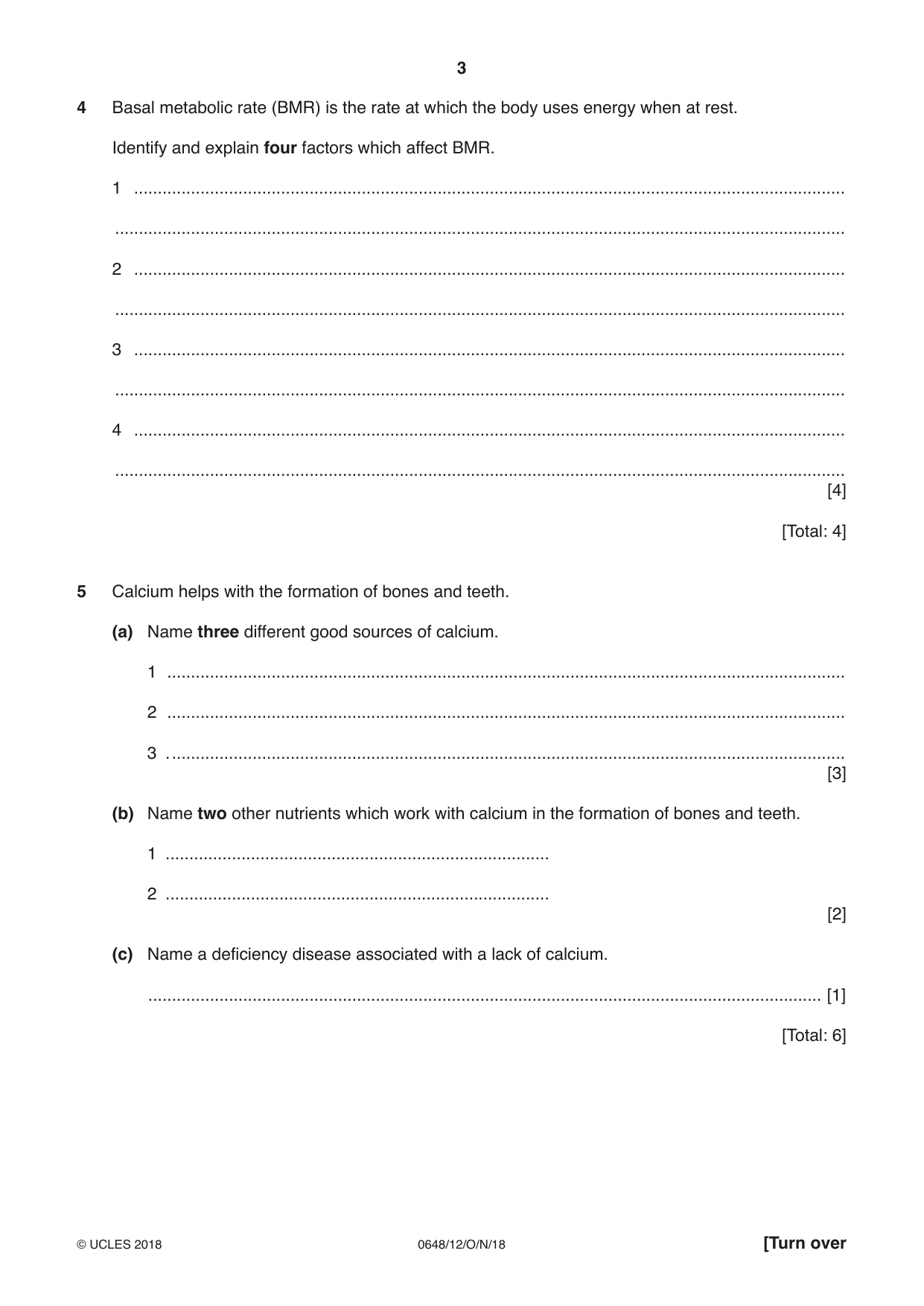 Cambridge IGCSE Food and Nutrition 0648 2018 Oct/Nov Paper 1 · Variant 2 question paper, page 3 of 12