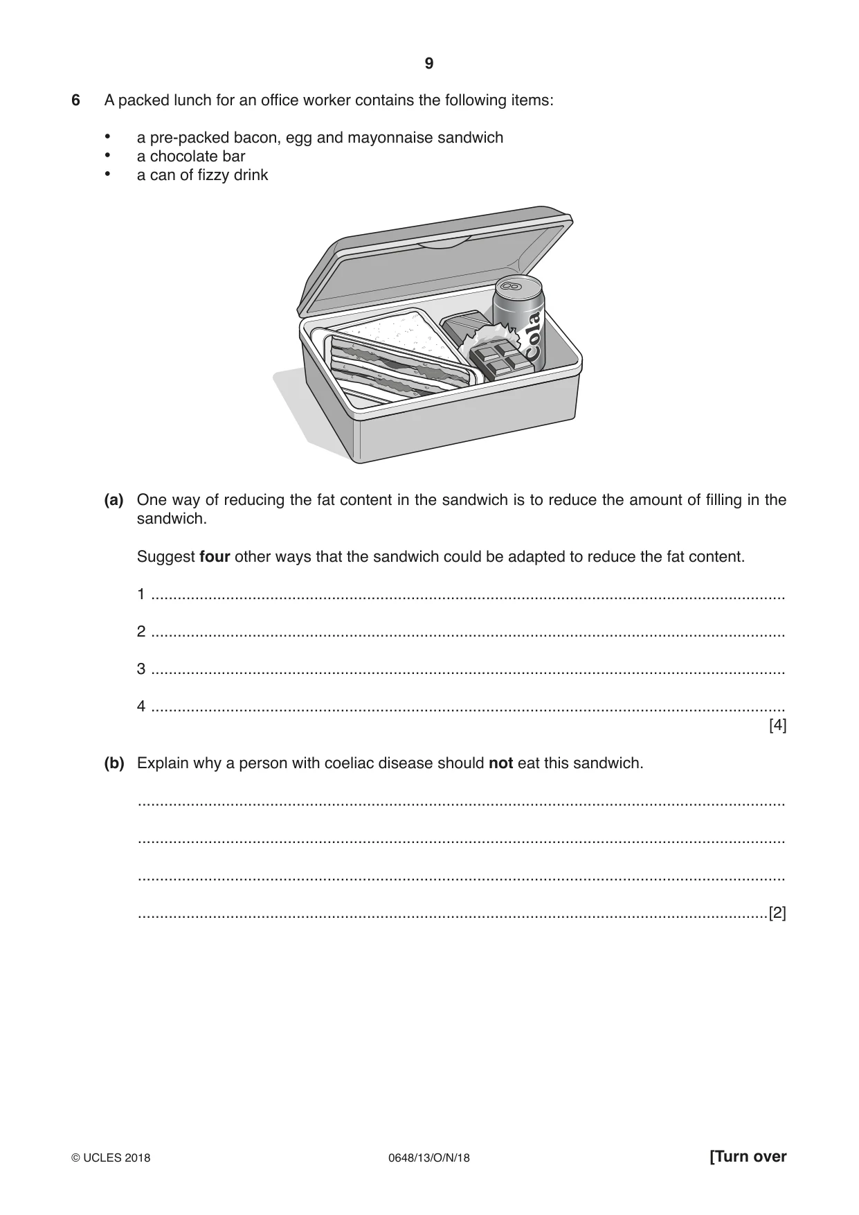 Cambridge IGCSE Food and Nutrition 0648 2018 Oct/Nov Paper 1 · Variant 3 question paper, page 9 of 16