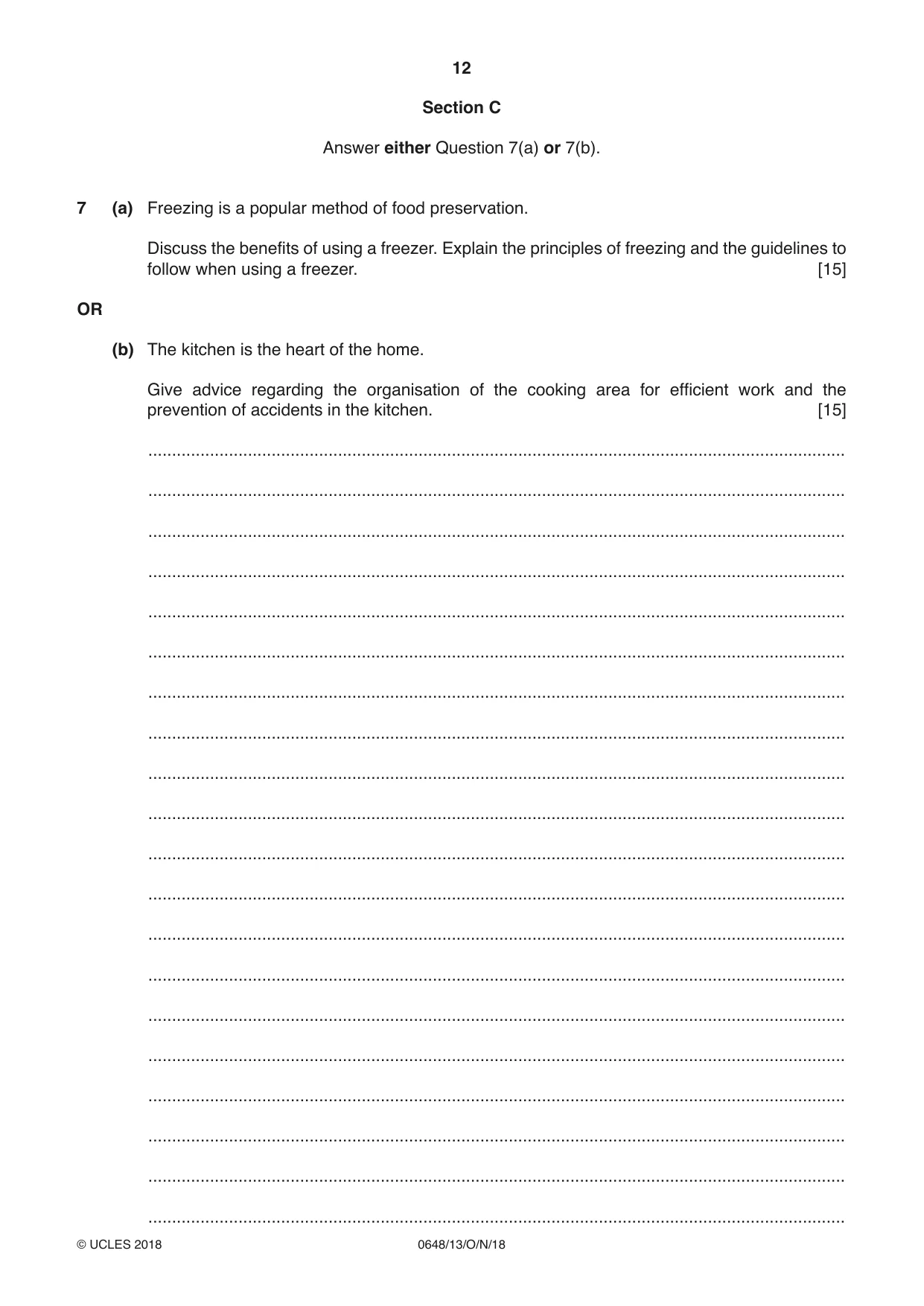 Cambridge IGCSE Food and Nutrition 0648 2018 Oct/Nov Paper 1 · Variant 3 question paper, page 12 of 16