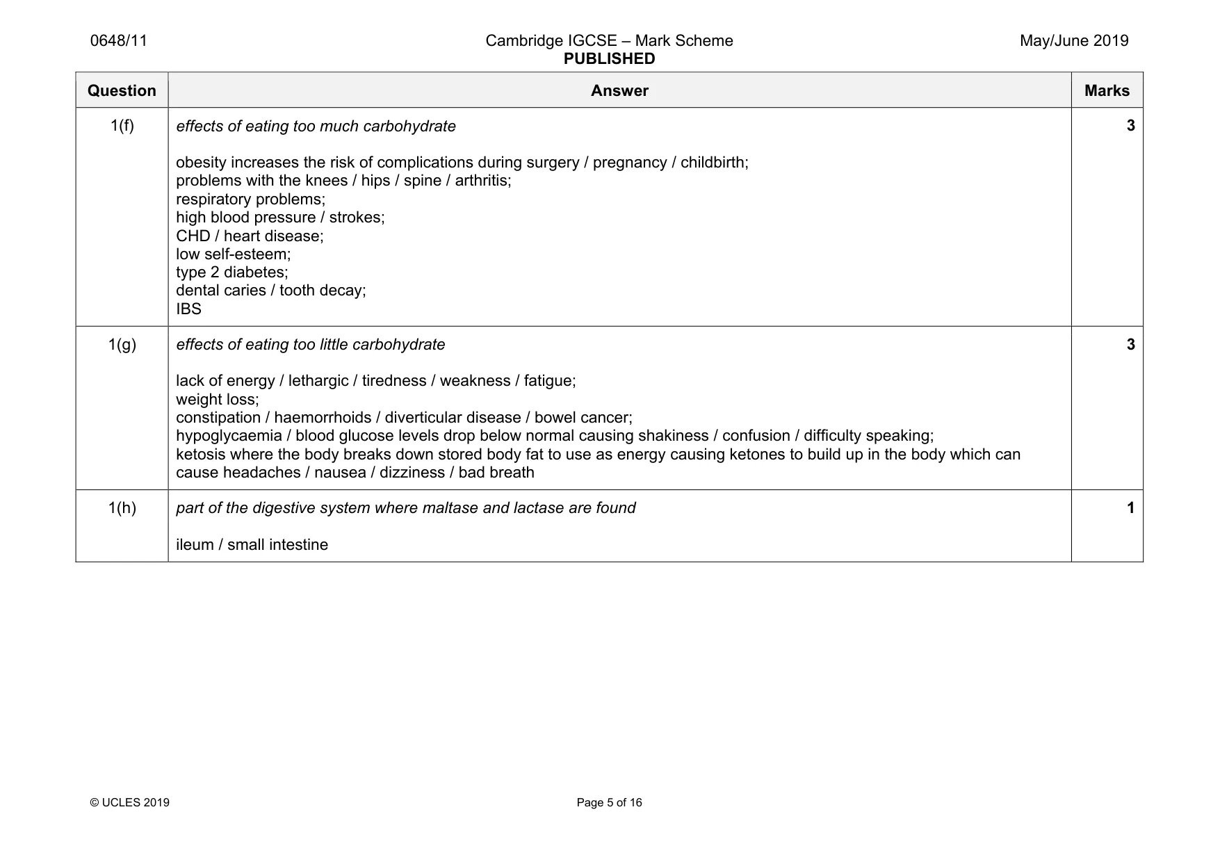 Mark scheme, page 5 of 16